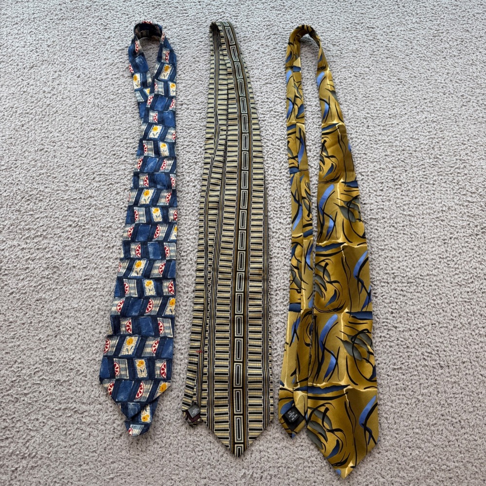 Vintage 90s Silk Tie Lot Geoffrey Beene Croft Barrow Palatina Abstract Geometric
